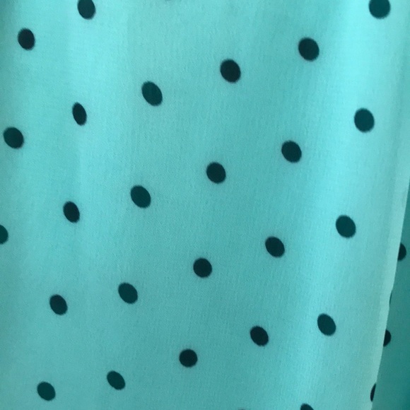 Turquoise dress with navy blue polka dots and trim - Picture 3 of 3